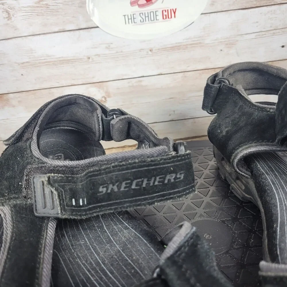 Skechers Sandals Men's Size 11 Black Suede Garver Alec Adjustable Straps Comfort